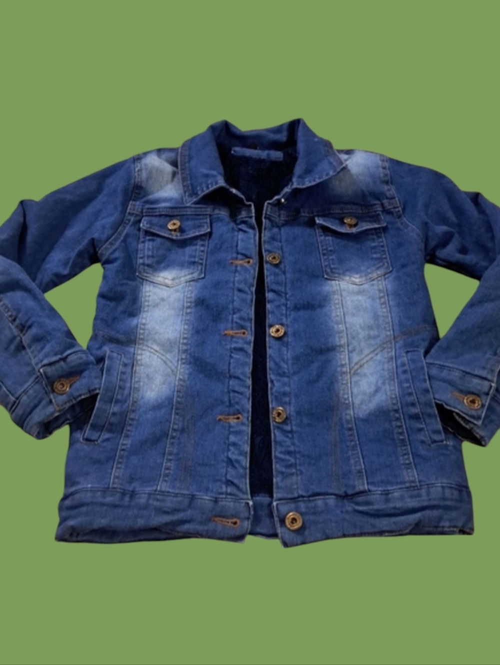 Kid's Stylish Blue Denim Fleece Lined Jacket Size 10 or 140
